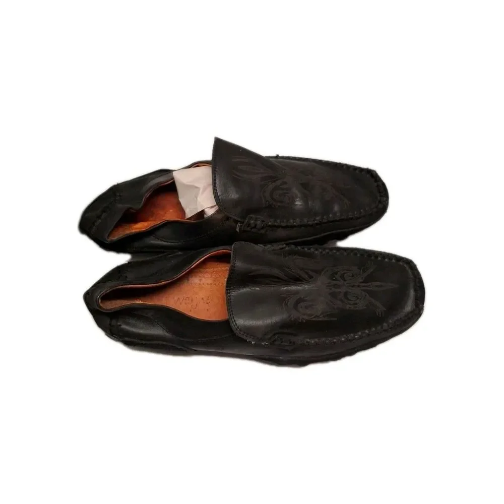 Robert Wayne Rays Men's Slip On Shoes Black Square Toe Sz 8